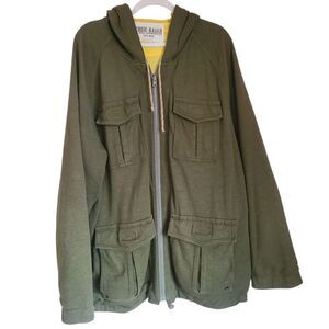 eddie bauer mens hooded utility jacket full zip reversible olive green mens XXL